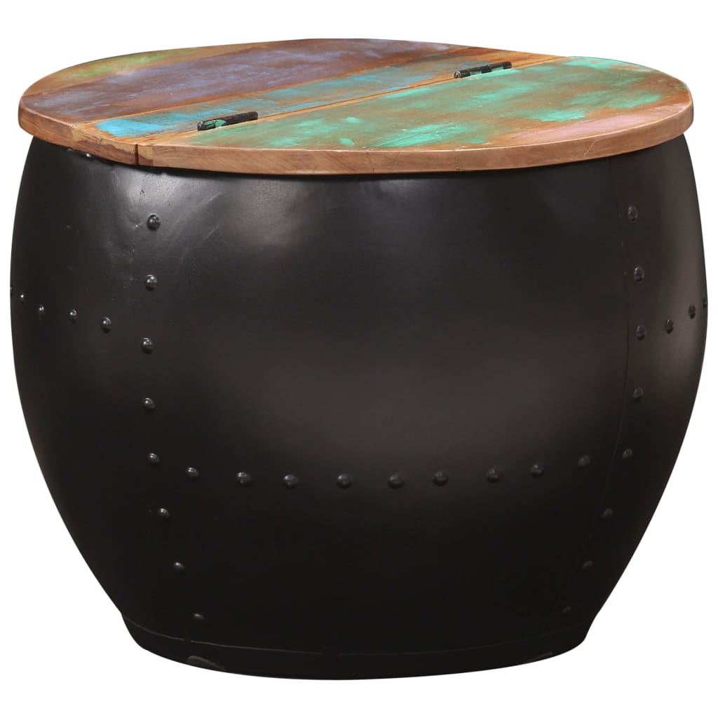 Table Basse en Forme de Bol avec Bois Recyclé-Multicolore-1-53 x 43 cm-La-Fabrique-Industrielle