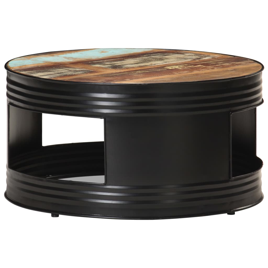 Table Basse en Forme de Bol avec Bois Recyclé-Multicolore-1-68 x 36 cm-La-Fabrique-Industrielle