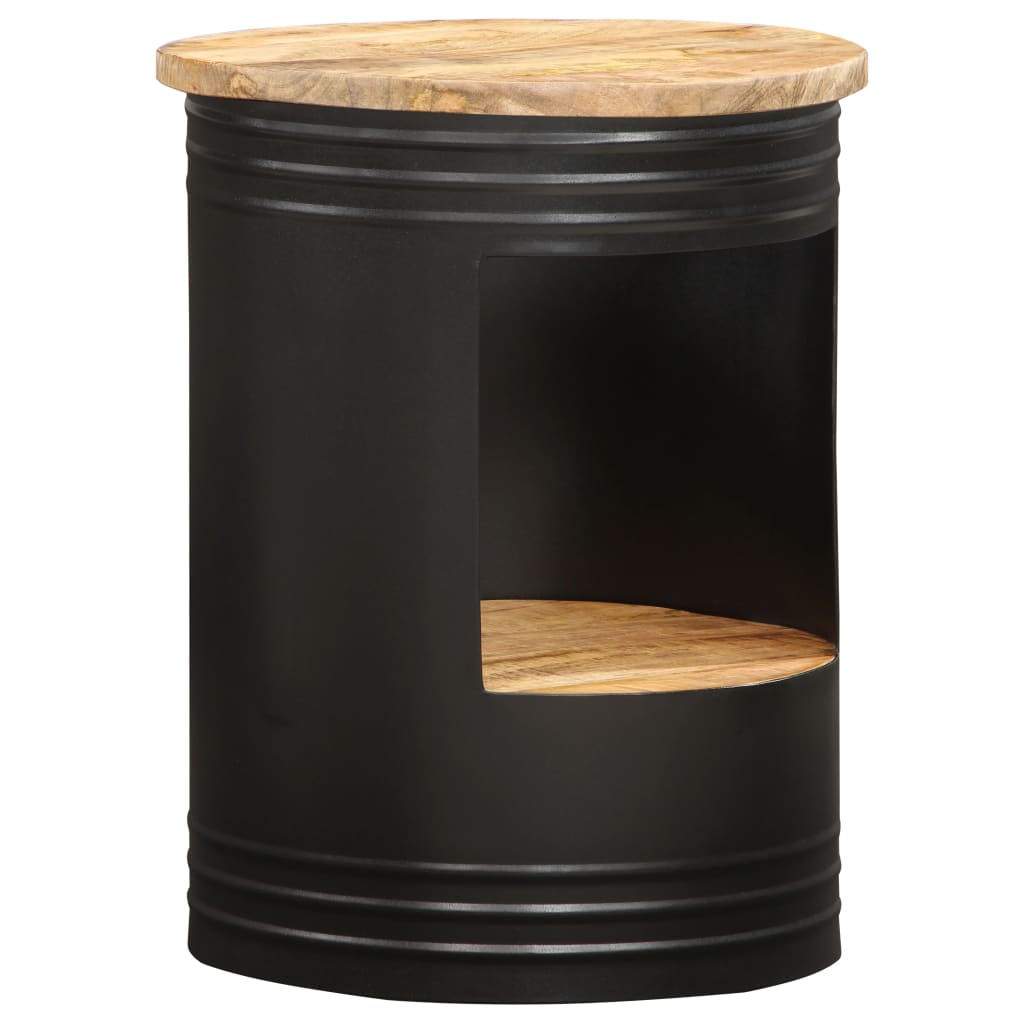 Table Basse en Forme de Bol avec Bois Recyclé-Noir-1-43 x 55 cm-La-Fabrique-Industrielle