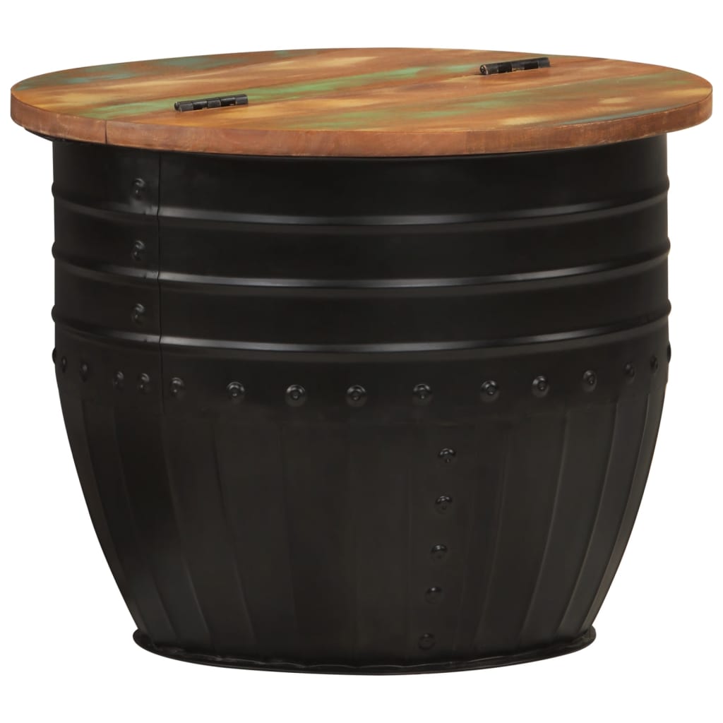 Table Basse en Forme de Bol avec Bois Recyclé-Noir-1-50 x 39.5 cm-La-Fabrique-Industrielle