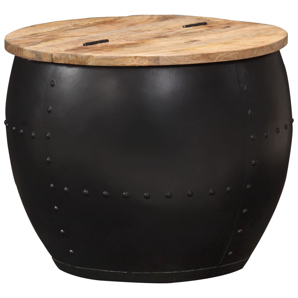Table Basse en Forme de Bol avec Bois Recyclé-Noir-1-53 x 43 cm-La-Fabrique-Industrielle
