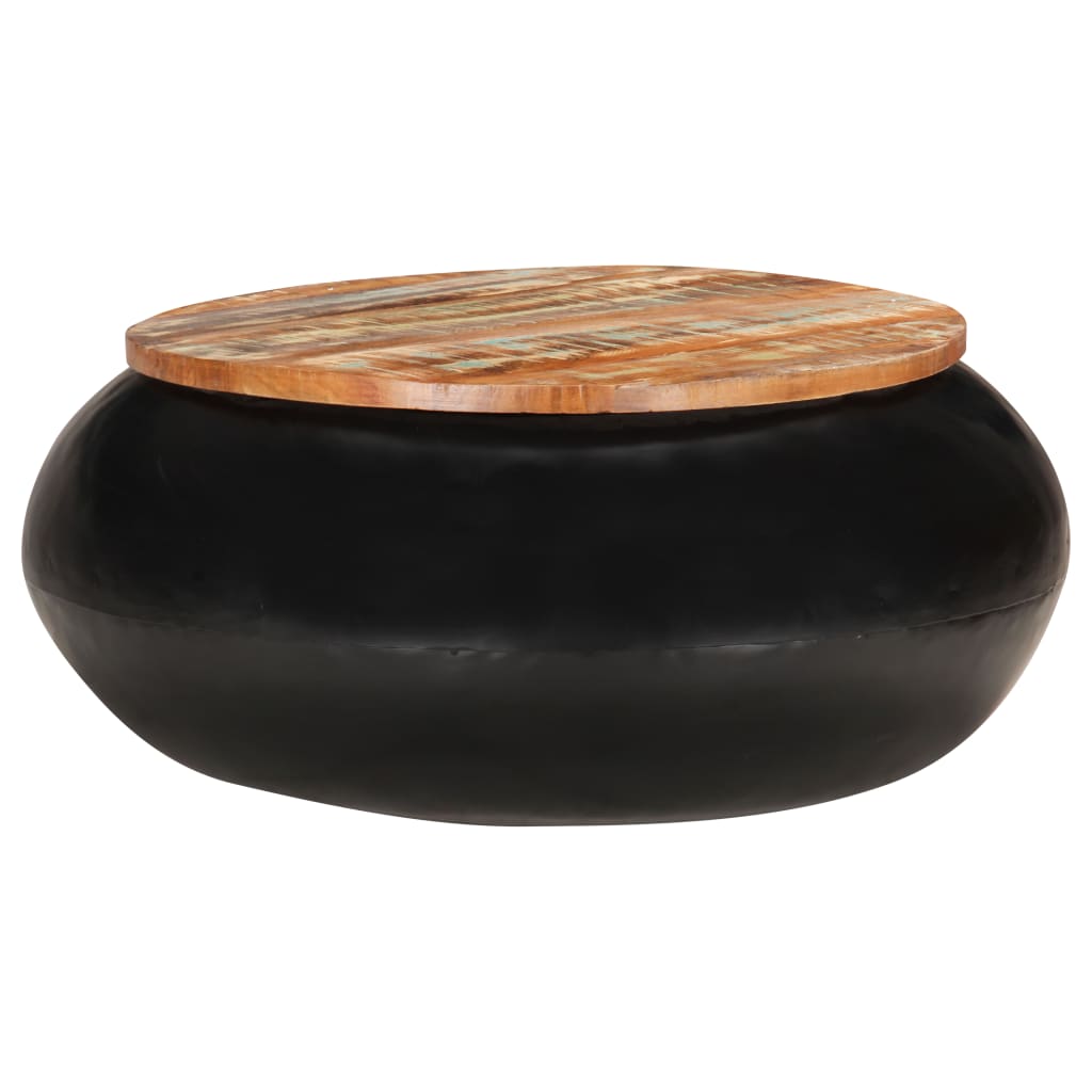 Table Basse en Forme de Bol avec Bois Recyclé-Noir-1-68 x 30 cm-La-Fabrique-Industrielle