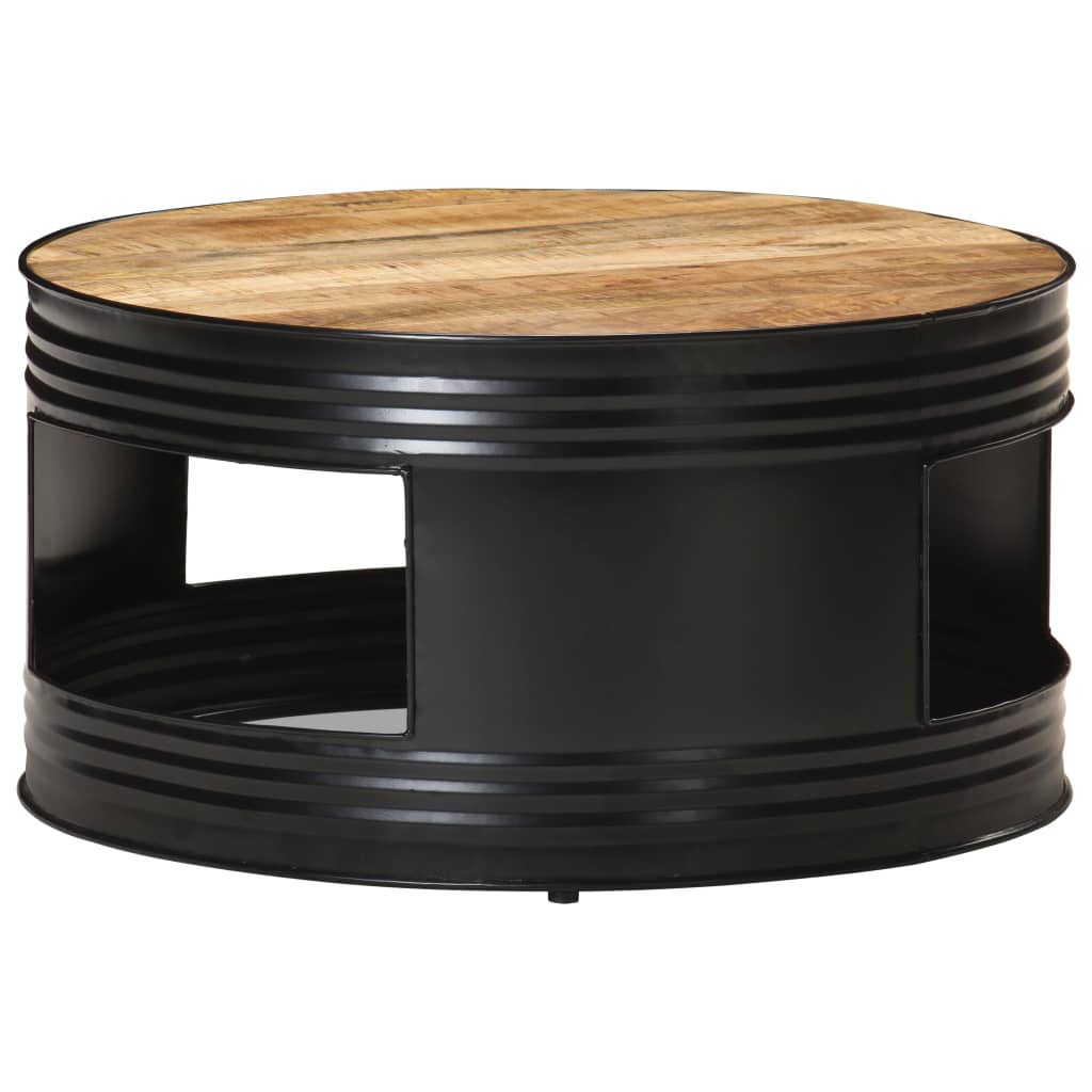 Table Basse en Forme de Bol avec Bois Recyclé-Noir-1-68 x 36 cm-La-Fabrique-Industrielle