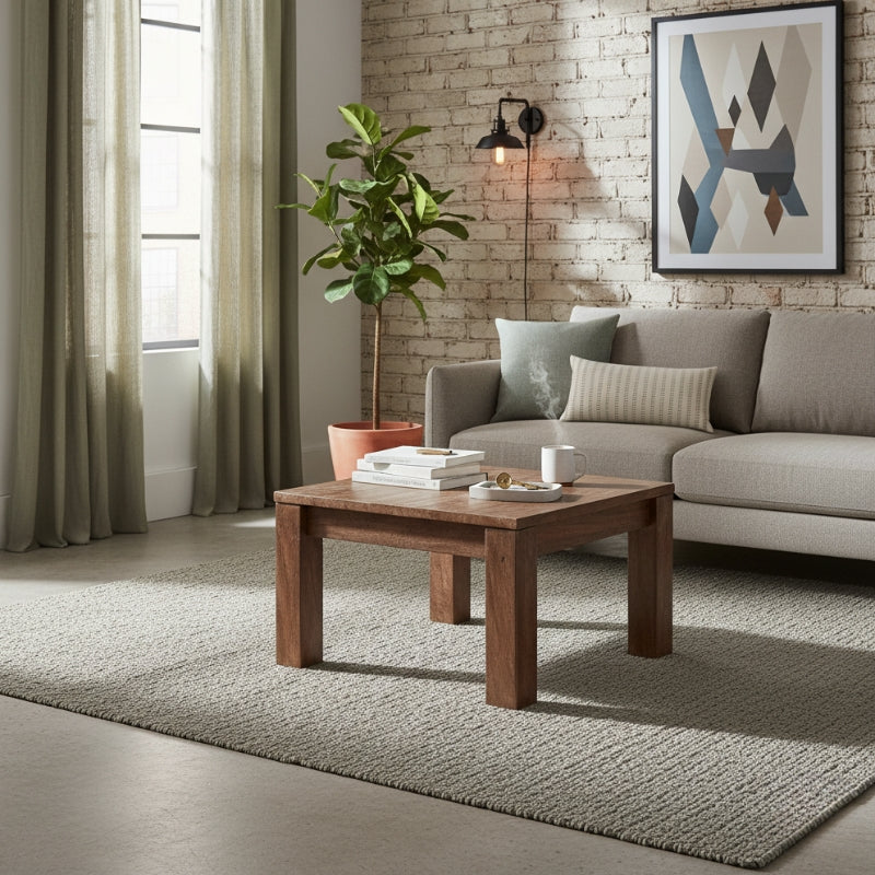 Table-Basse-salon-industriel-Bois-de-Manguier-Marron