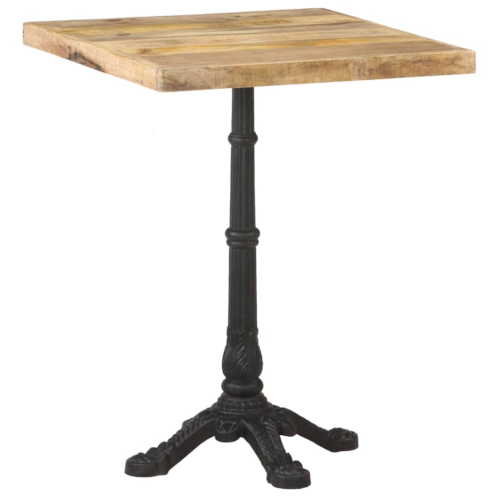 Table Bistrot en Métal et Bois Massif Industriel-bois de manguier brut-1-4 legs-La-Fabrique-Industrielle