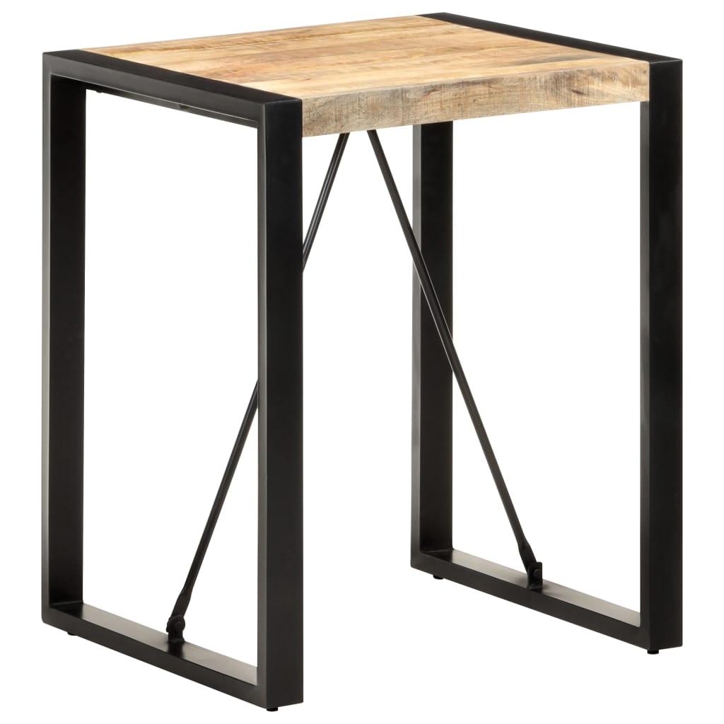Table Carrée en Bois de Manguier et Acier Noir-Bois de manguier brut massif-1-60 x 60 x 75 cm-La-Fabrique-Industrielle
