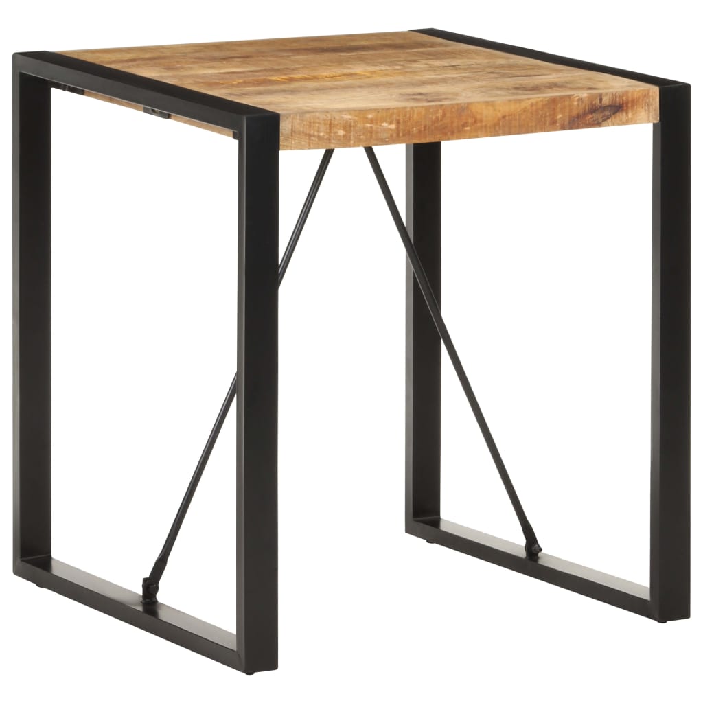 Table Carrée en Bois de Manguier et Acier Noir-Bois de manguier brut massif-1-70 x 70 x 75 cm-La-Fabrique-Industrielle