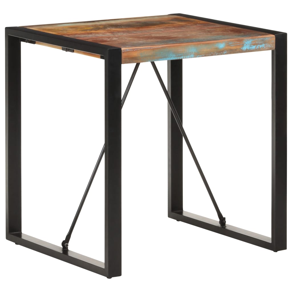 Table Carrée en Bois de Manguier et Acier Noir-bois de récupération massif-1-70 x 70 x 75 cm-La-Fabrique-Industrielle