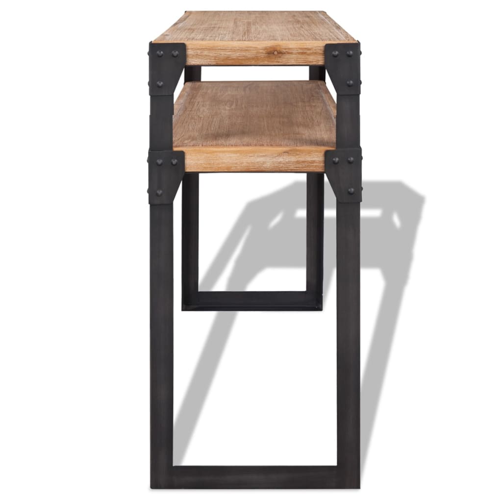 Table Console Élégante en Bois et Métal Noir-La-Fabrique-Industrielle