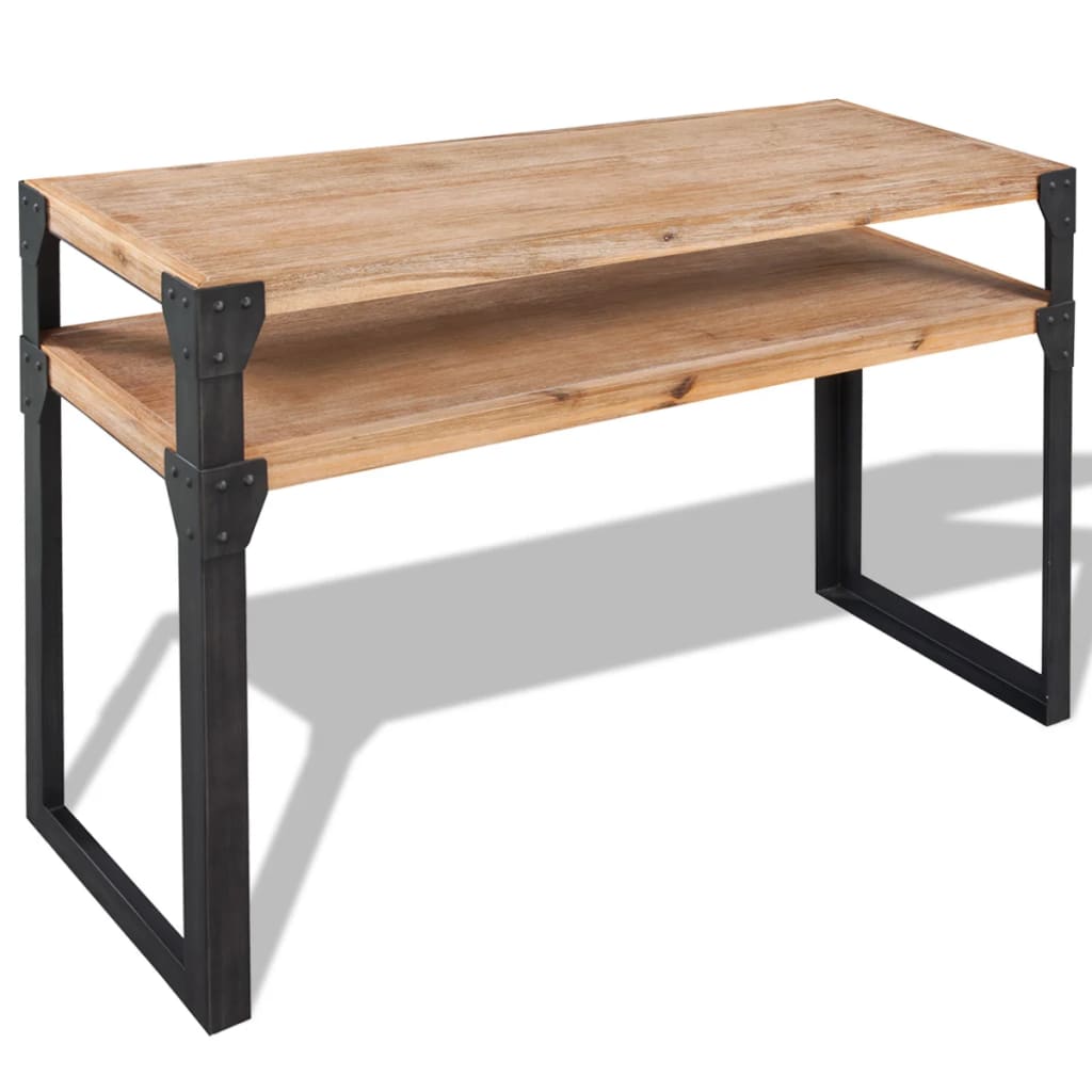 Table Console Élégante en Bois et Métal Noir-La-Fabrique-Industrielle