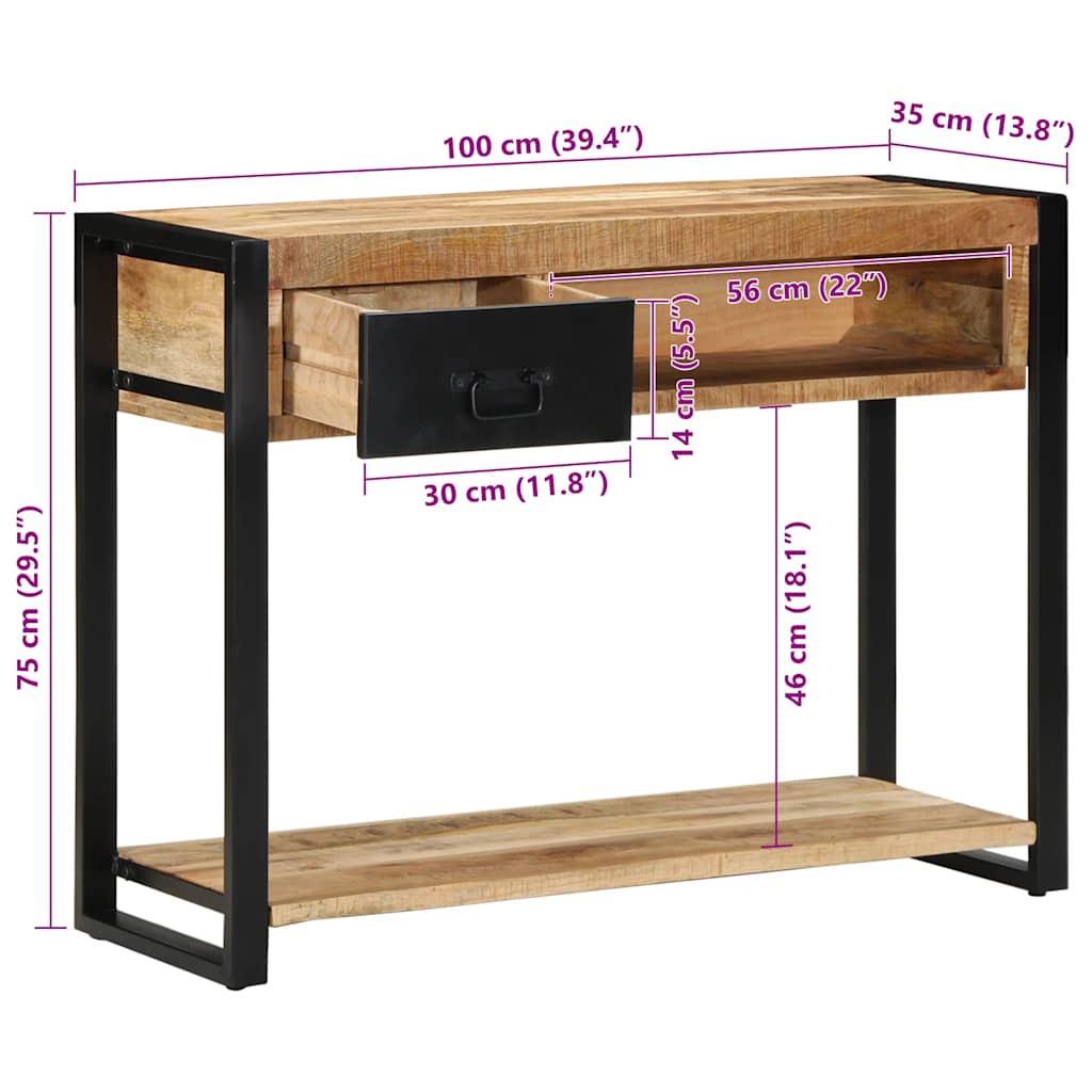 Table Console en Bois de Manguier Massif Brut ```-La-Fabrique-Industrielle