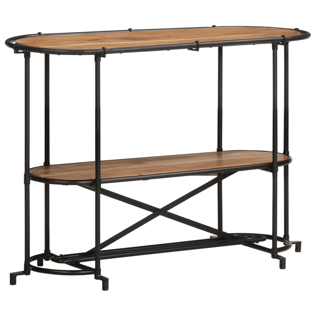 Table Console en Bois et Pieds en Métal Noir-Bois d'acacia massif-1-La-Fabrique-Industrielle