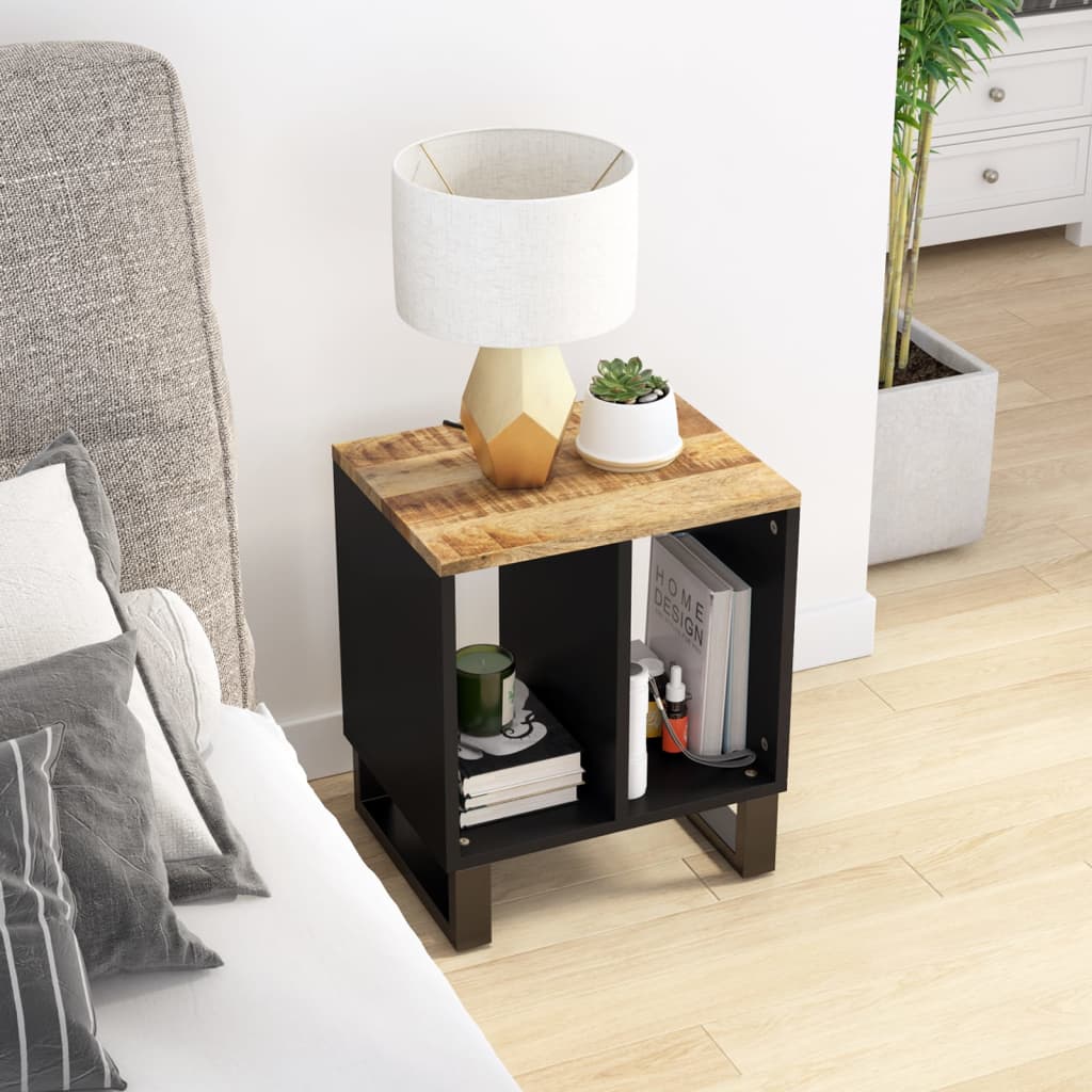 Table D'appoint 40X31X46 Cm Bois De Manguier Et D'ingénierie-Bois clair-1-La-Fabrique-Industrielle