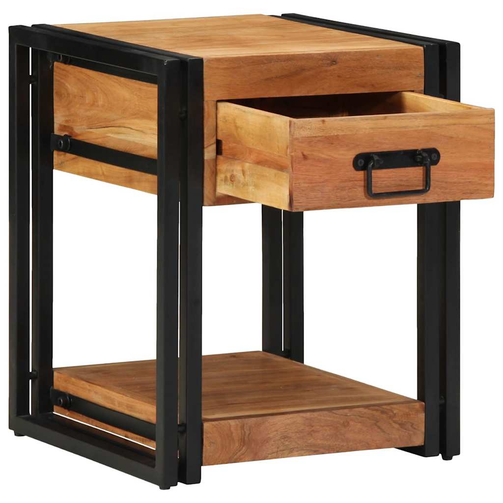 Table De Nuit 40X40X40 Cm En Bois De Manguier Massif-Bois d'acacia massif-1-40 x 40 x 50 cm-La-Fabrique-Industrielle