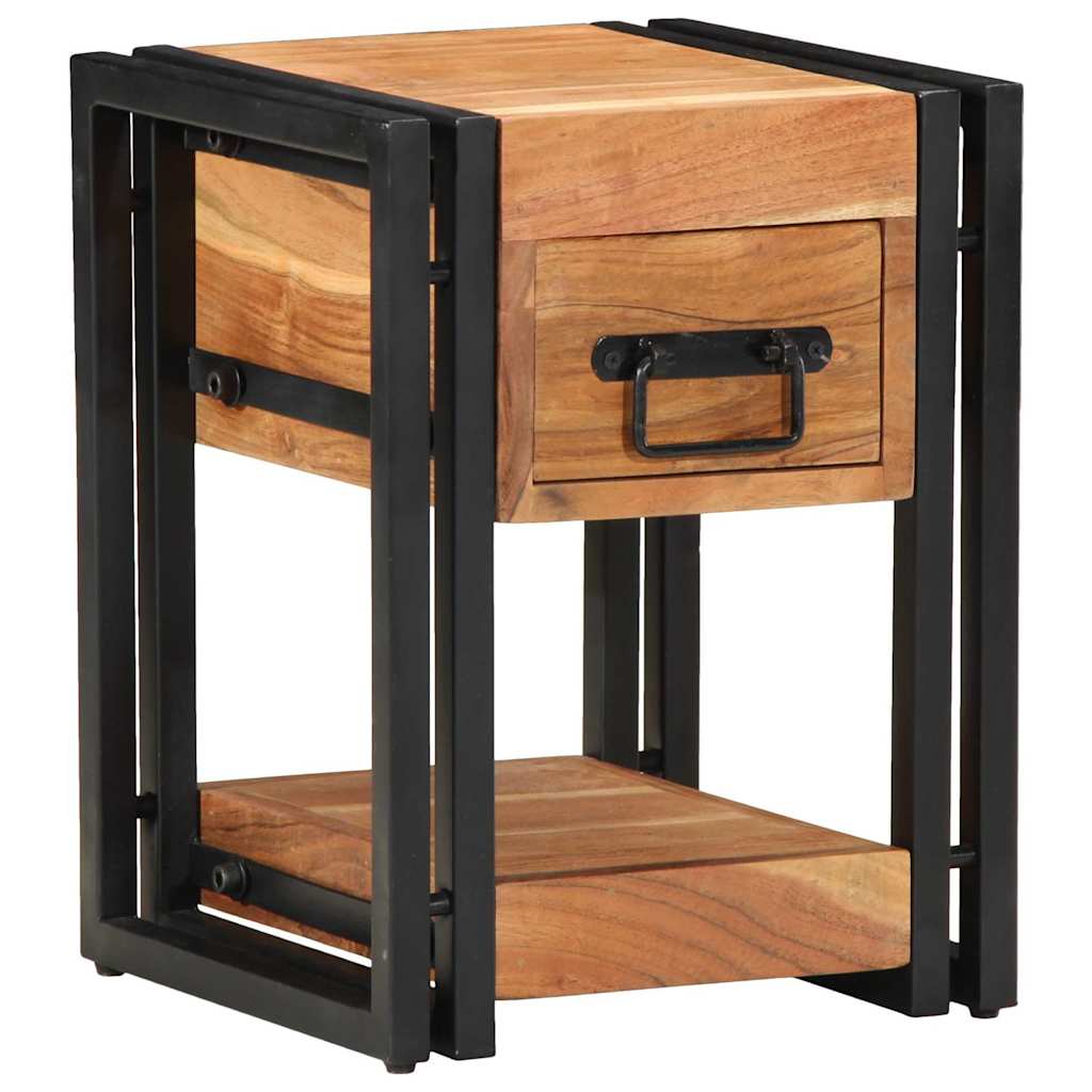 Table De Nuit 40X40X40 Cm En Bois De Manguier Massif-Bois d'acacia massif-2-30 x 30 x 40 cm-La-Fabrique-Industrielle