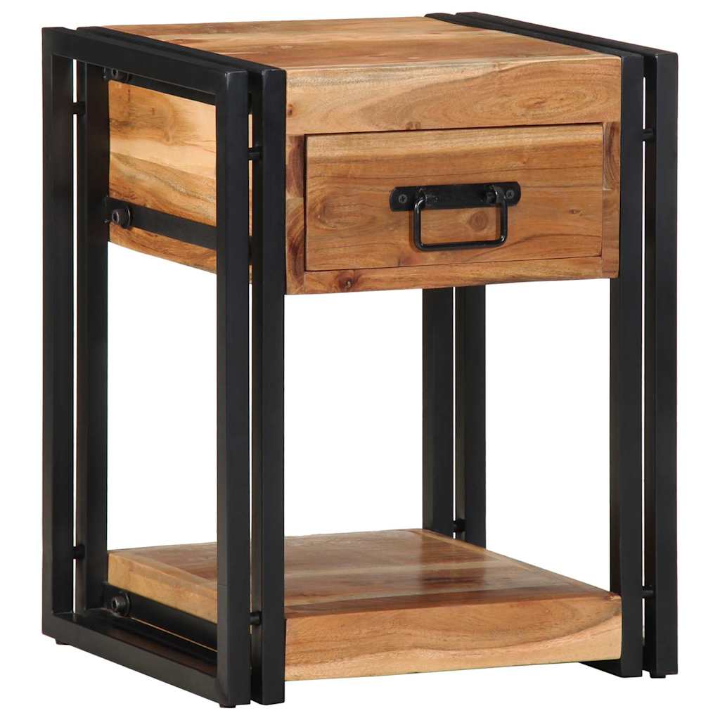 Table De Nuit 40X40X40 Cm En Bois De Manguier Massif-Bois d'acacia massif-2-40 x 35 x 50 cm-La-Fabrique-Industrielle
