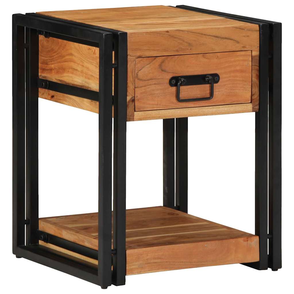 Table De Nuit 40X40X40 Cm En Bois De Manguier Massif-Bois d'acacia massif-2-40 x 40 x 50 cm-La-Fabrique-Industrielle