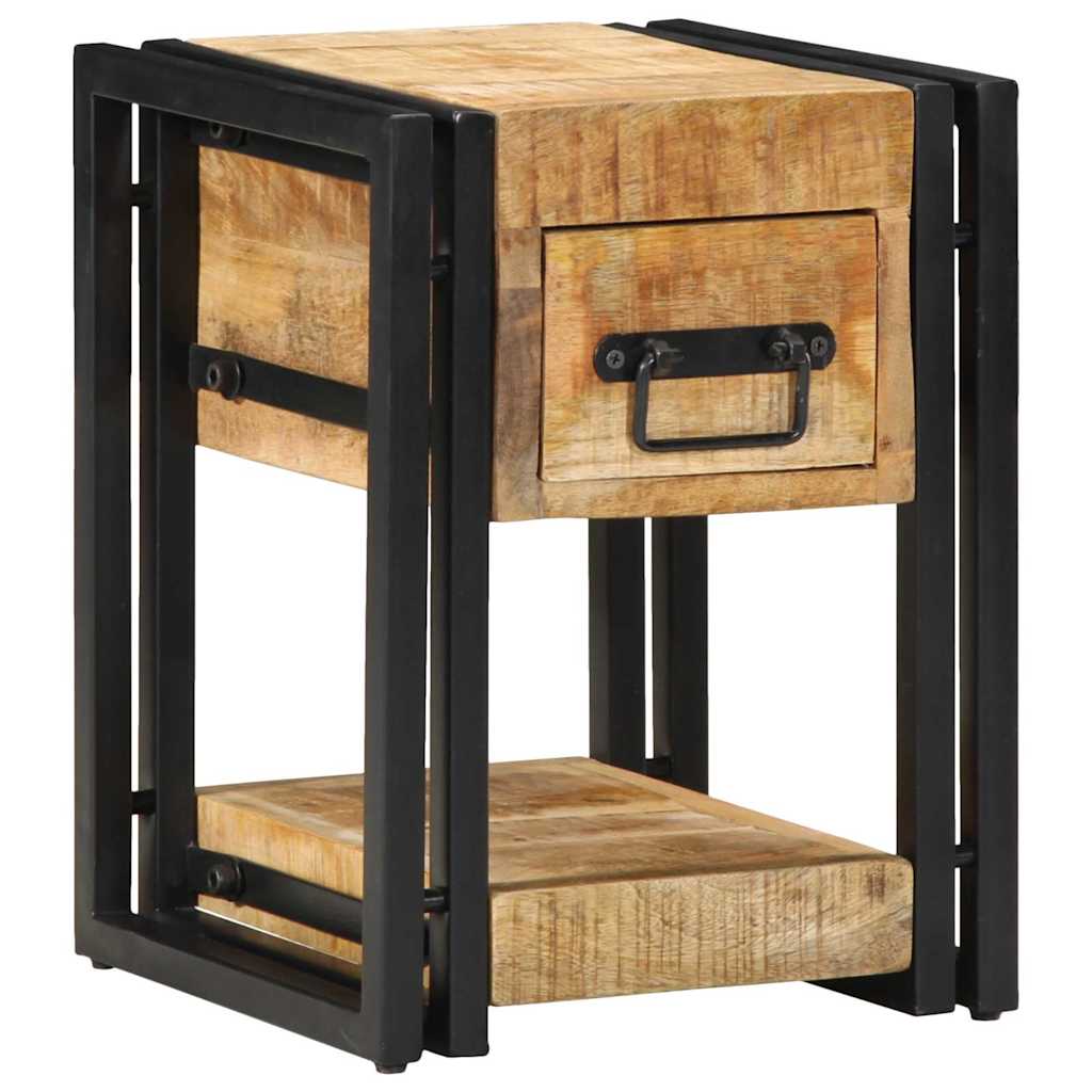 Table De Nuit 40X40X40 Cm En Bois De Manguier Massif-Bois de manguier brut massif-1-30 x 30 x 40 cm-La-Fabrique-Industrielle