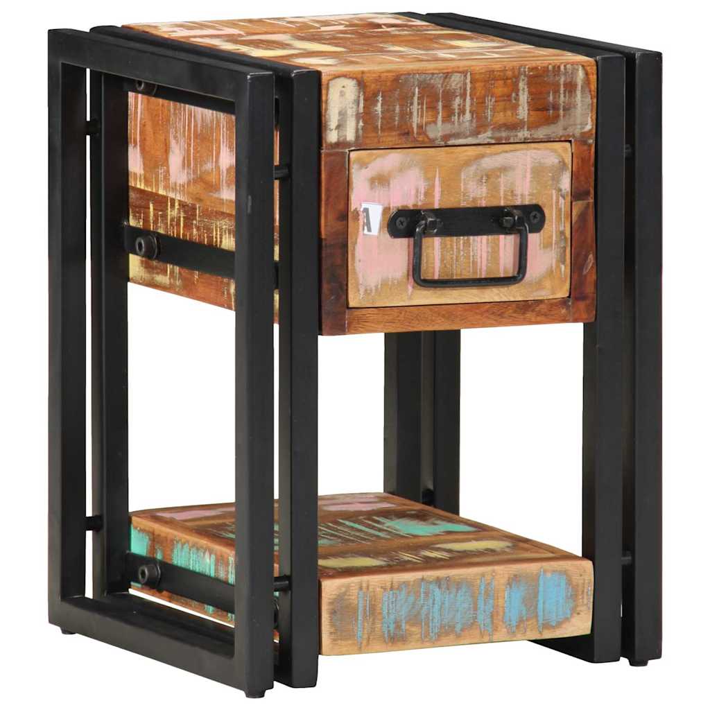 Table De Nuit 40X40X40 Cm En Bois De Manguier Massif-bois de récupération massif-2-30 x 30 x 40 cm-La-Fabrique-Industrielle