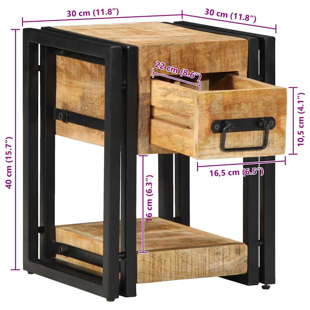 Table De Nuit 40X40X40 Cm En Bois De Manguier Massif-La-Fabrique-Industrielle