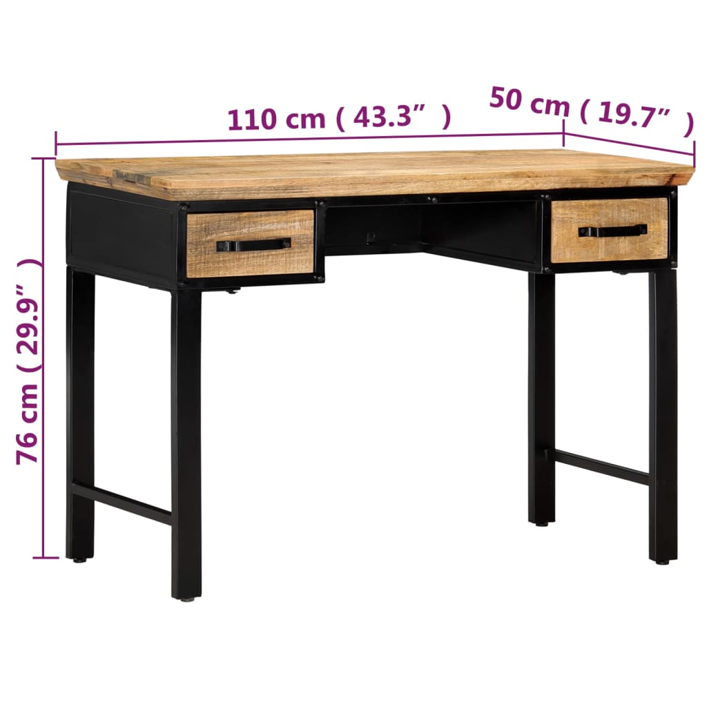 Table D'écriture 110X50X76 Cm Bois De Manguier Massif Vert Foncé-La-Fabrique-Industrielle