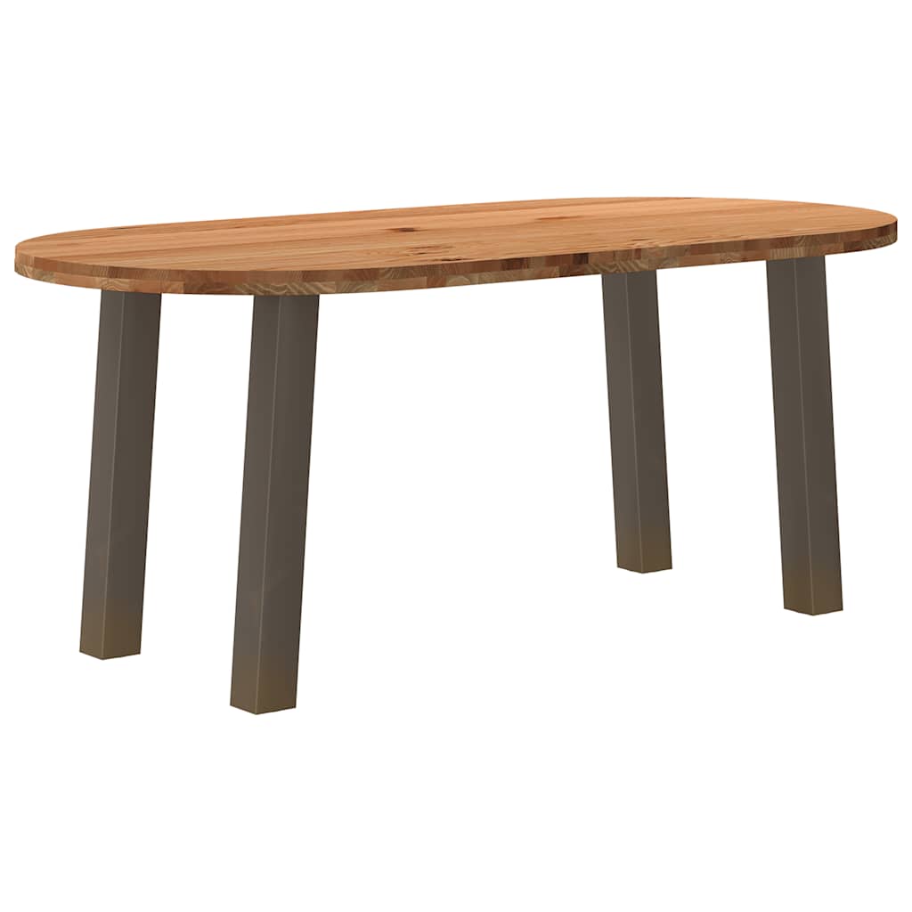 Table Industrielle Ovale en Chêne Massif-Acier naturel-1-180 x 90 x 74 cm-La-Fabrique-Industrielle