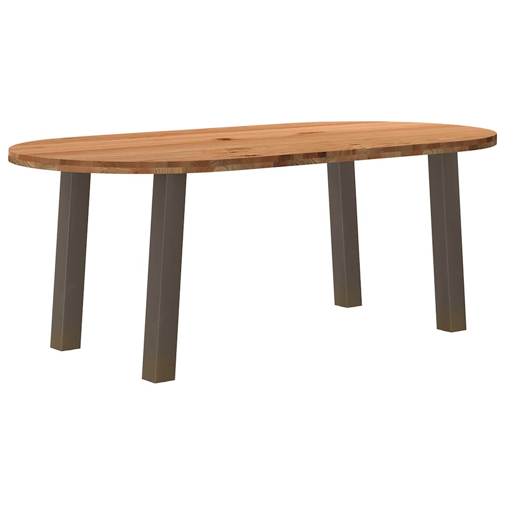 Table Industrielle Ovale en Chêne Massif-Acier naturel-1-200 x 100 x 74 cm-La-Fabrique-Industrielle