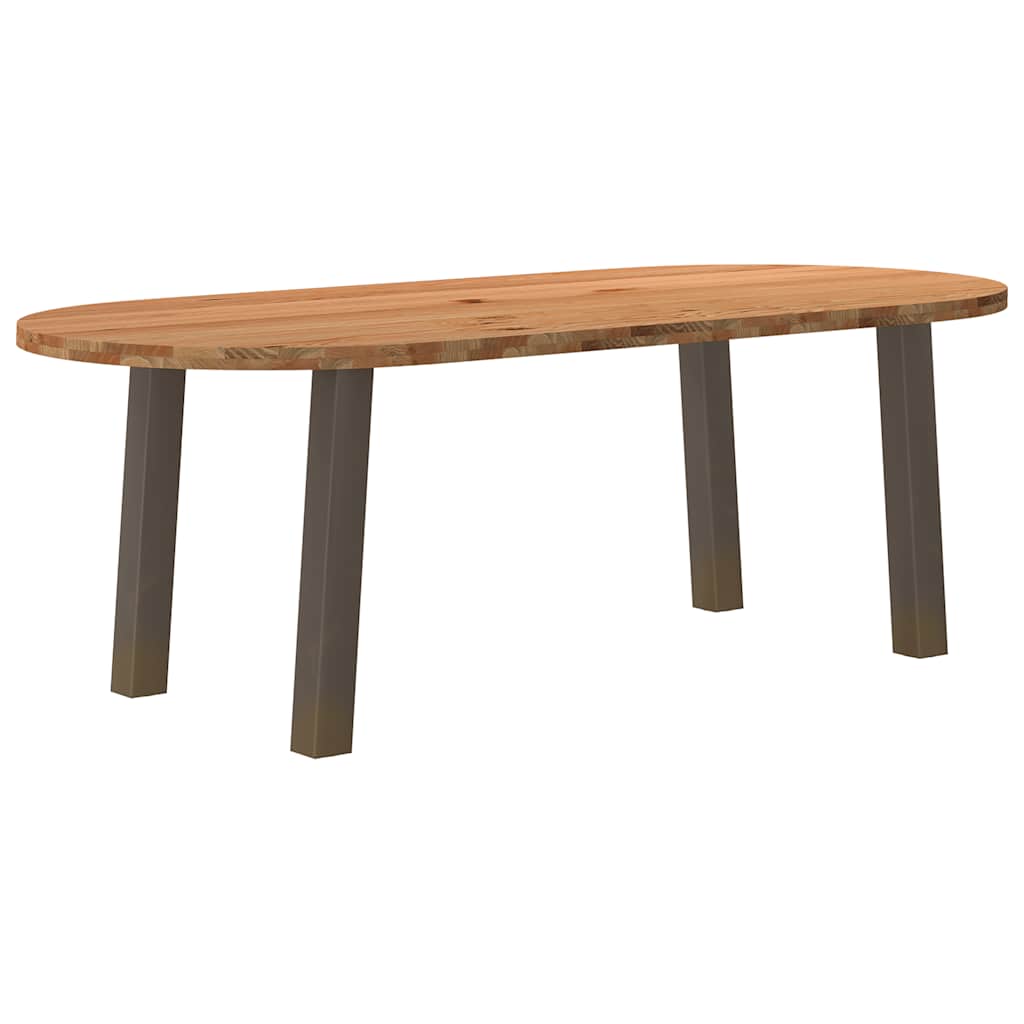 Table Industrielle Ovale en Chêne Massif-Acier naturel-1-220 x 100 x 74 cm-La-Fabrique-Industrielle