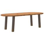 Table Industrielle Ovale en Chêne Massif-Acier naturel-1-240 x 100 x 74 cm-La-Fabrique-Industrielle