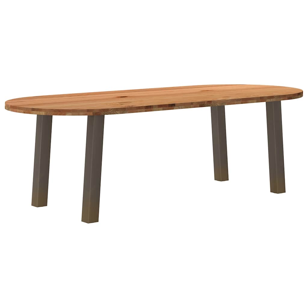 Table Industrielle Ovale en Chêne Massif-Acier naturel-1-240 x 100 x 74 cm-La-Fabrique-Industrielle
