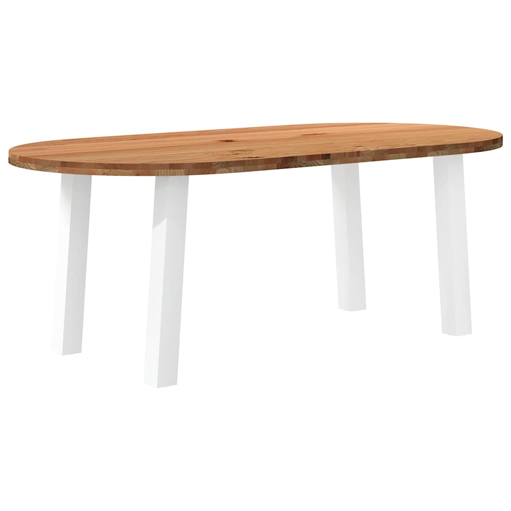 Table Industrielle Ovale en Chêne Massif-Blanc-1-200 x 100 x 74 cm-La-Fabrique-Industrielle