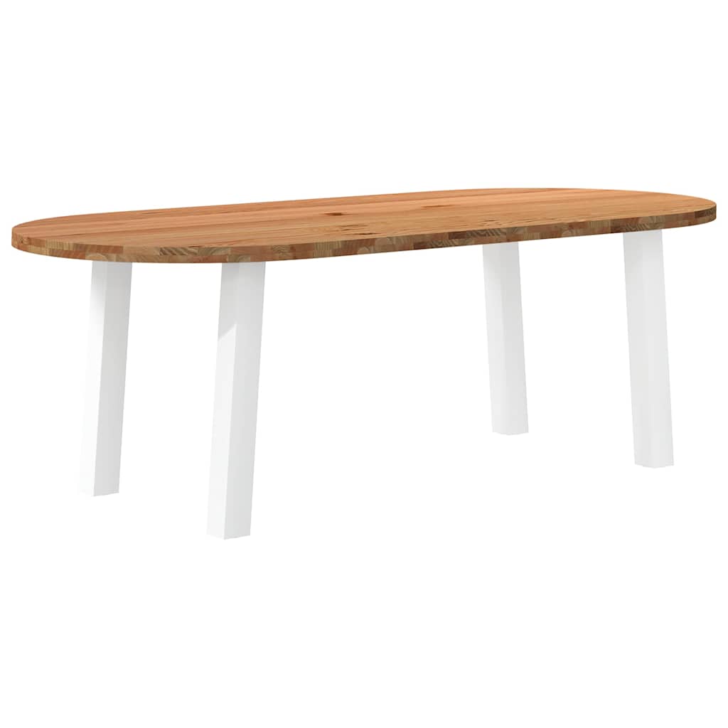 Table Industrielle Ovale en Chêne Massif-Blanc-1-220 x 100 x 74 cm-La-Fabrique-Industrielle
