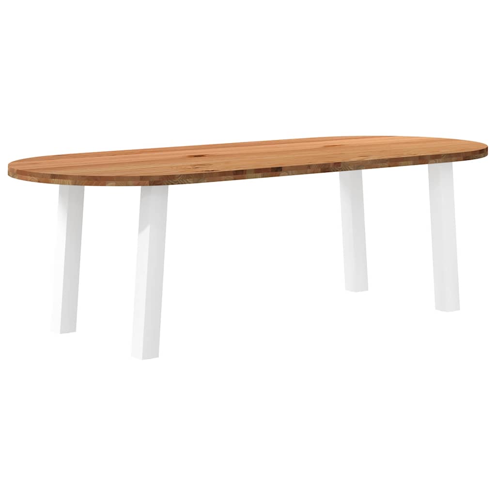 Table Industrielle Ovale en Chêne Massif-Blanc-1-240 x 100 x 74 cm-La-Fabrique-Industrielle