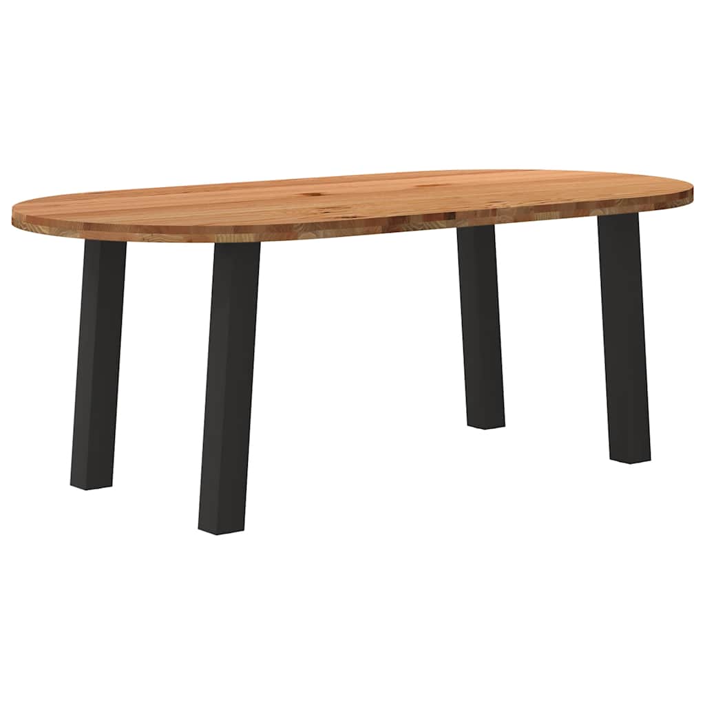 Table Industrielle Ovale en Chêne Massif-Noir-1-200 x 100 x 74 cm-La-Fabrique-Industrielle