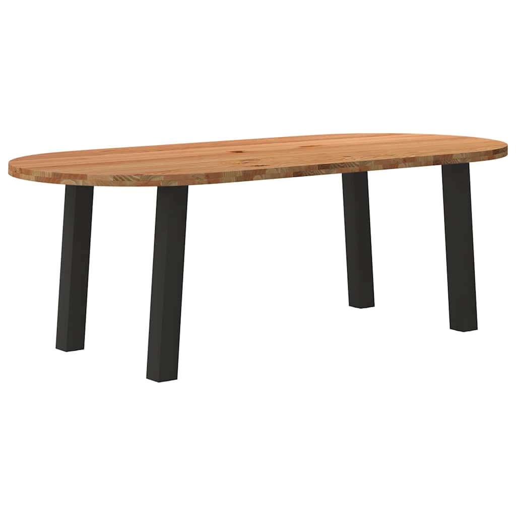 Table Industrielle Ovale en Chêne Massif-Noir-1-220 x 100 x 74 cm-La-Fabrique-Industrielle