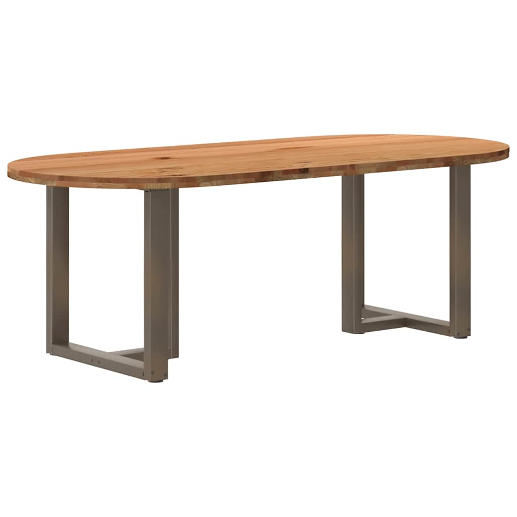 Table Industrielle avec Plateau en Bois et Pieds en Métal-Acier naturel-1-220 x 100 x 74 cm-La-Fabrique-Industrielle