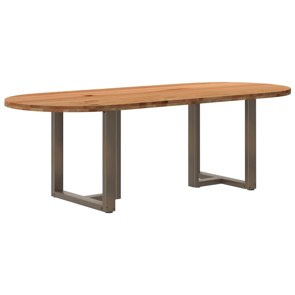Table Industrielle avec Plateau en Bois et Pieds en Métal-Acier naturel-1-240 x 100 x 74 cm-La-Fabrique-Industrielle