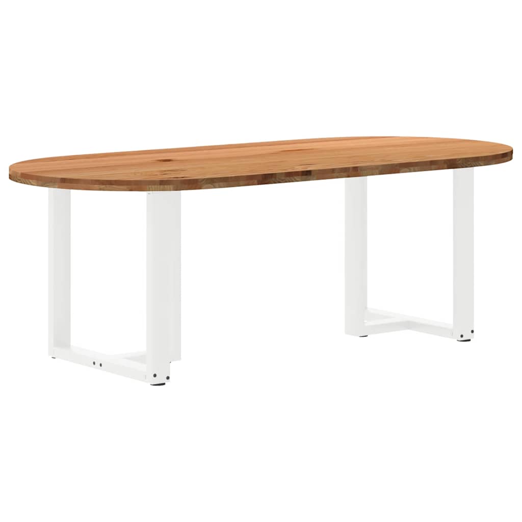 Table Industrielle avec Plateau en Bois et Pieds en Métal-Blanc-1-220 x 100 x 74 cm-La-Fabrique-Industrielle
