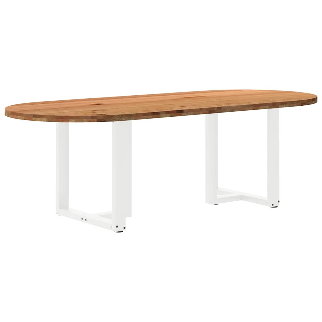 Table Industrielle avec Plateau en Bois et Pieds en Métal-Blanc-1-240 x 100 x 74 cm-La-Fabrique-Industrielle