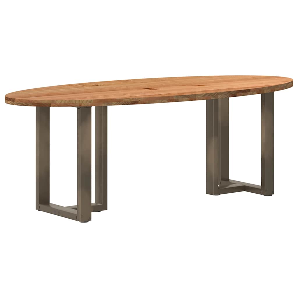 Table Industrielle d'Intérieur en Bois de Chêne Massif-Acier naturel-1-220 x 100 x 74 cm-La-Fabrique-Industrielle