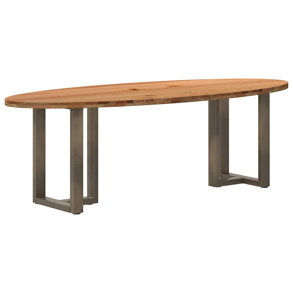 Table Industrielle d'Intérieur en Bois de Chêne Massif-Acier naturel-1-240 x 100 x 74 cm-La-Fabrique-Industrielle