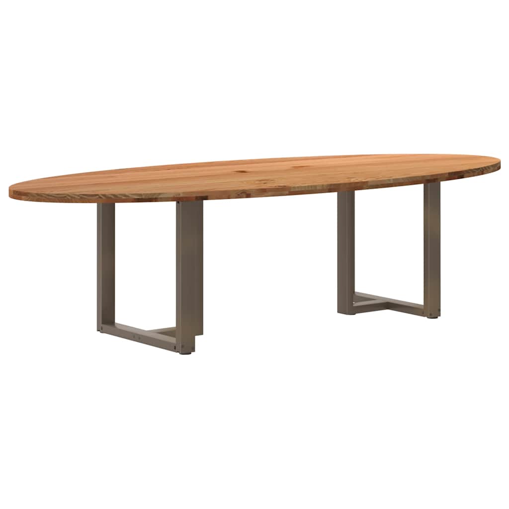 Table Industrielle d'Intérieur en Bois de Chêne Massif-Acier naturel-1-280 x 120 x 74 cm-La-Fabrique-Industrielle