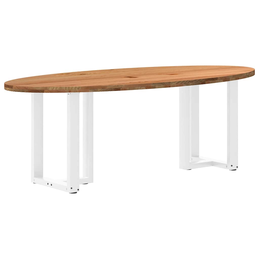 Table Industrielle d'Intérieur en Bois de Chêne Massif-Blanc-1-220 x 100 x 74 cm-La-Fabrique-Industrielle