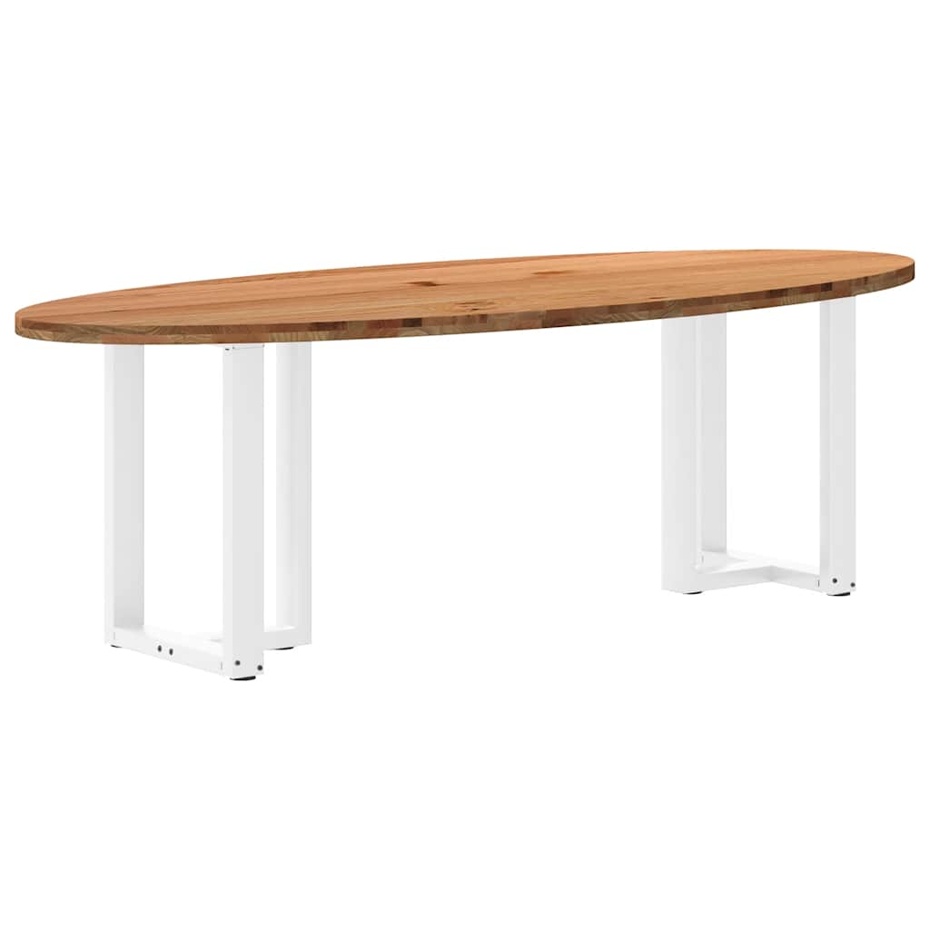 Table Industrielle d'Intérieur en Bois de Chêne Massif-Blanc-1-240 x 100 x 74 cm-La-Fabrique-Industrielle