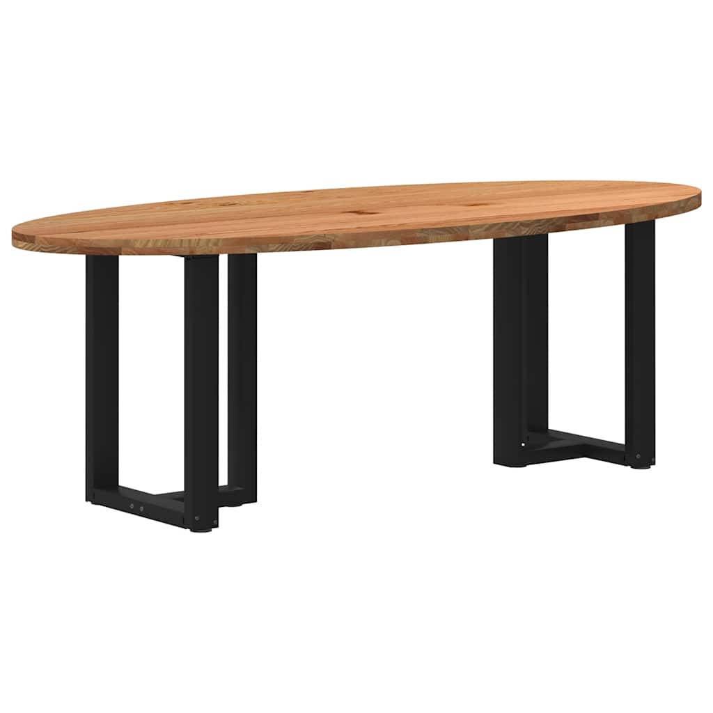 Table Industrielle d'Intérieur en Bois de Chêne Massif-Noir-1-220 x 100 x 74 cm-La-Fabrique-Industrielle