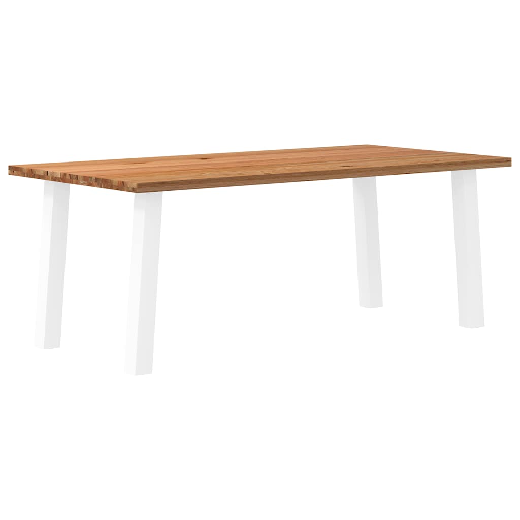 Table Industrielle en Bois Massif avec Pieds Blancs-100 cm-200 cm-1-La-Fabrique-Industrielle