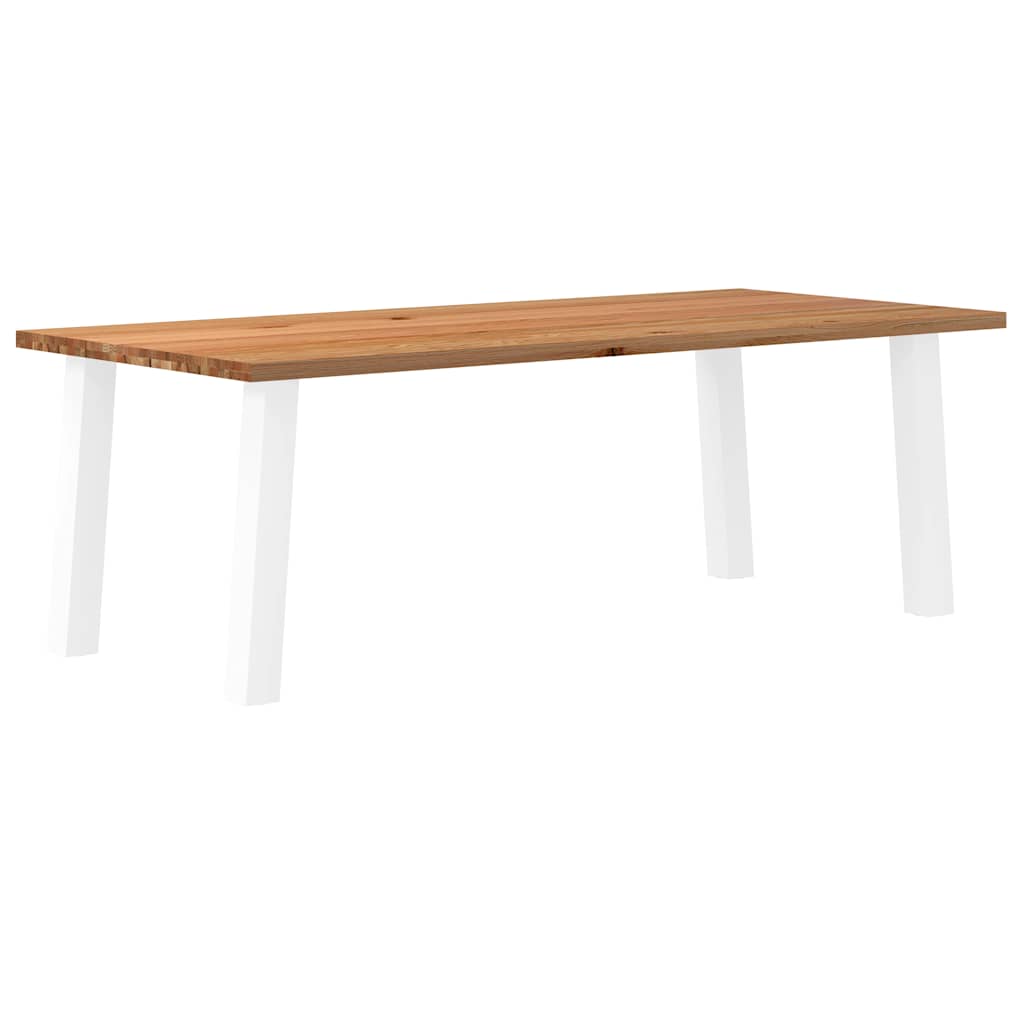 Table Industrielle en Bois Massif avec Pieds Blancs-100 cm-220 cm-1-La-Fabrique-Industrielle