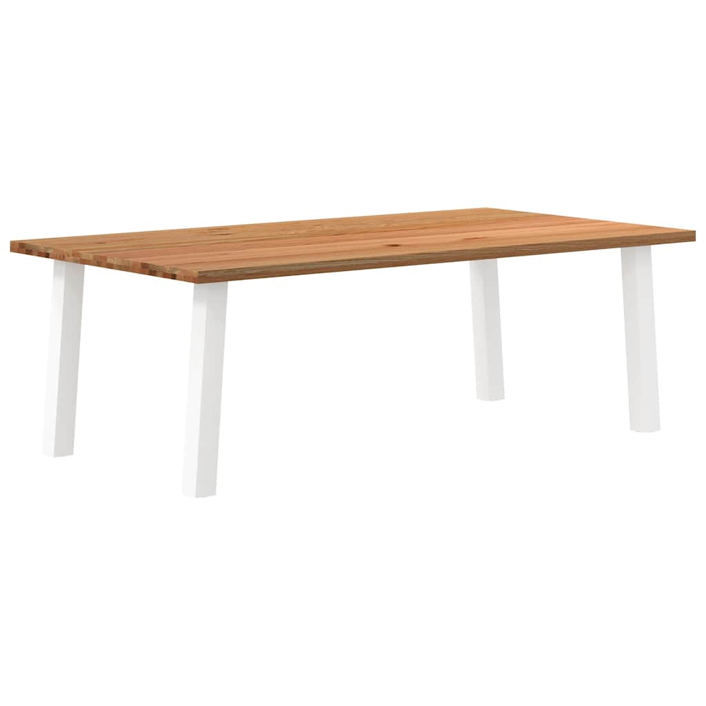 Table Industrielle en Bois Massif avec Pieds Blancs-120 cm-220 cm-1-La-Fabrique-Industrielle