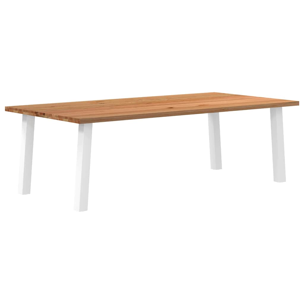 Table Industrielle en Bois Massif avec Pieds Blancs-120 cm-240 cm-1-La-Fabrique-Industrielle