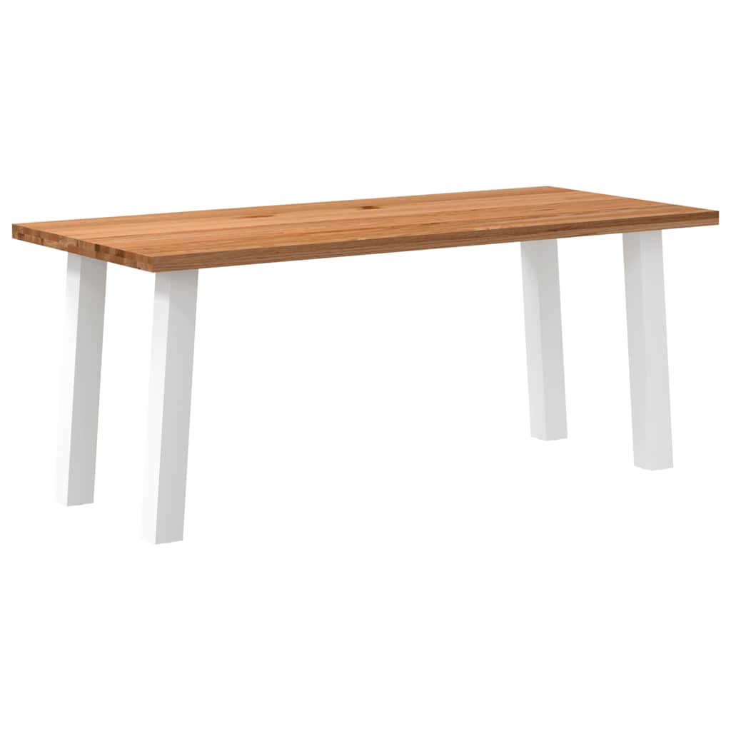 Table Industrielle en Bois Massif avec Pieds Blancs-80 cm-180 cm-1-La-Fabrique-Industrielle